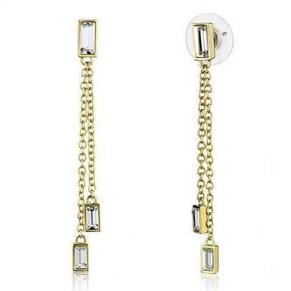 3W1202 - Gold Brass Earrings with Top Grade Crystal  in Clear-0