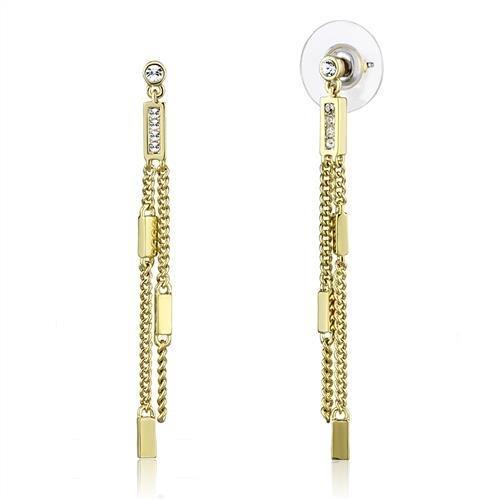 3W1203 - Gold Brass Earrings with Top Grade Crystal  in Clear-0