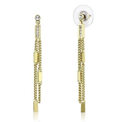 3W1203 - Gold Brass Earrings with Top Grade Crystal  in Clear-0