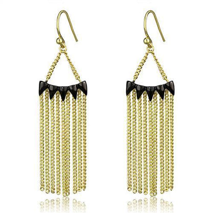 3W1206 - Gold+Ruthenium Brass Earrings with Top Grade Crystal  in Clear-0