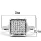 3W120 - Rhodium Brass Ring with AAA Grade CZ  in Clear-1