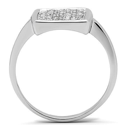 3W120 - Rhodium Brass Ring with AAA Grade CZ  in Clear-2