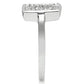 3W120 - Rhodium Brass Ring with AAA Grade CZ  in Clear-3