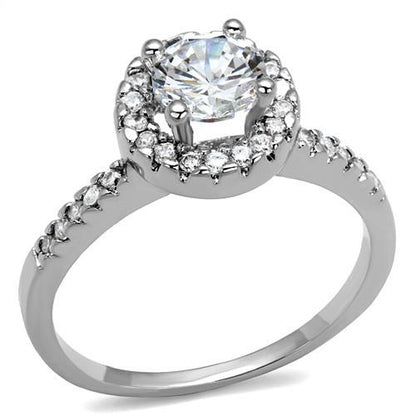 3W1210 - Rhodium Brass Ring with AAA Grade CZ  in Clear-0