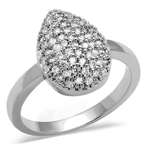 3W1211 - Rhodium Brass Ring with AAA Grade CZ  in Clear-0