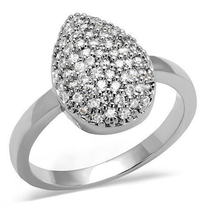 3W1211 - Rhodium Brass Ring with AAA Grade CZ  in Clear-0