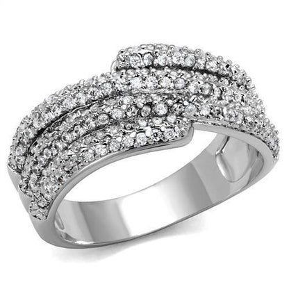 3W1214 - Rhodium Brass Ring with AAA Grade CZ  in Clear-0