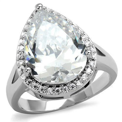 3W1215 - Rhodium Brass Ring with AAA Grade CZ  in Clear-0