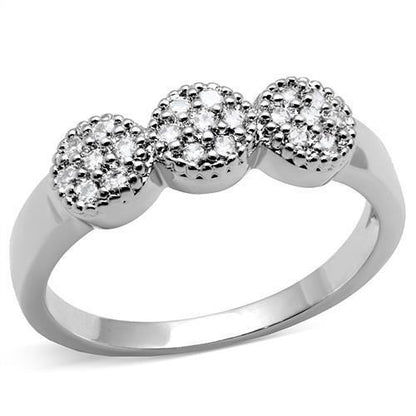 3W1220 - Rhodium Brass Ring with AAA Grade CZ  in Clear-0