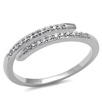 3W1222 - Rhodium Brass Ring with AAA Grade CZ  in Clear-0