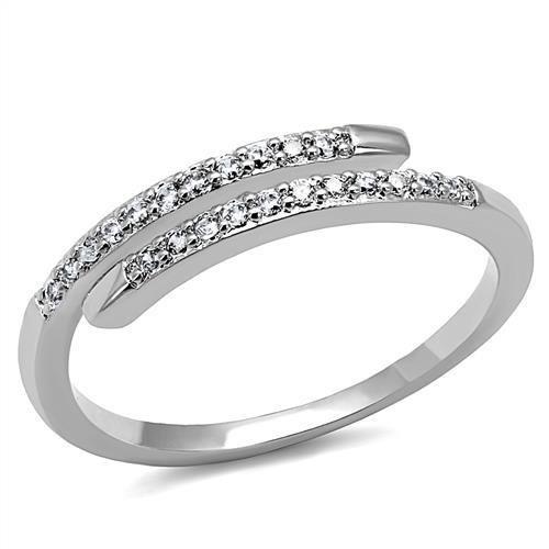 3W1222 - Rhodium Brass Ring with AAA Grade CZ  in Clear-0