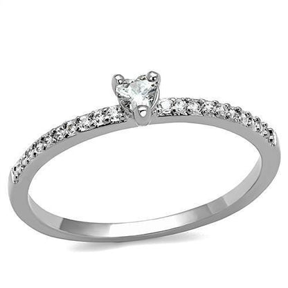 3W1224 - Rhodium Brass Ring with AAA Grade CZ  in Clear-0