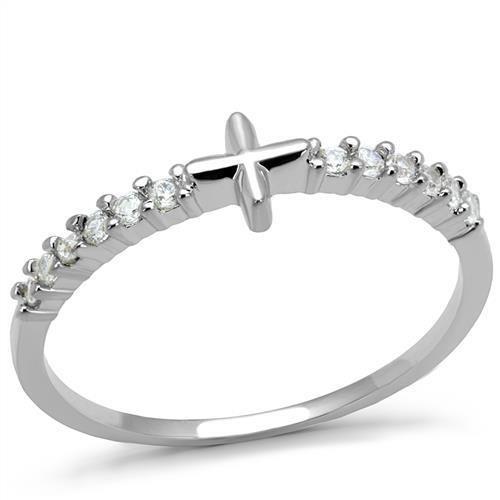 3W1227 - Rhodium Brass Ring with AAA Grade CZ  in Clear-0