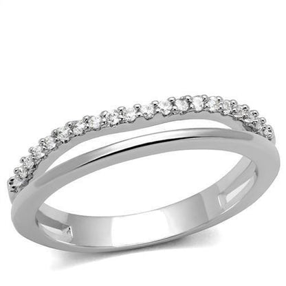 3W1229 - Rhodium Brass Ring with AAA Grade CZ  in Clear-0