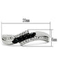 3W122 - Rhodium + Ruthenium Brass Ring with AAA Grade CZ  in Jet-1