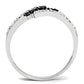 3W122 - Rhodium + Ruthenium Brass Ring with AAA Grade CZ  in Jet-2