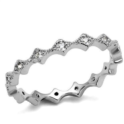 3W1231 - Rhodium Brass Ring with AAA Grade CZ  in Clear-0