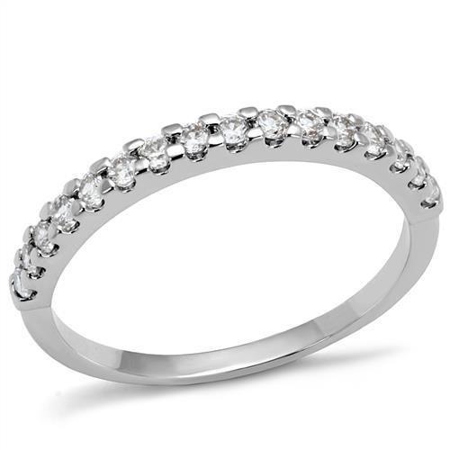 3W1232 - Rhodium Brass Ring with AAA Grade CZ  in Clear-0