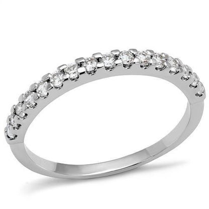 3W1232 - Rhodium Brass Ring with AAA Grade CZ  in Clear-0