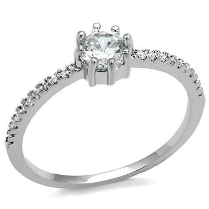 3W1233 - Rhodium Brass Ring with AAA Grade CZ  in Clear-0