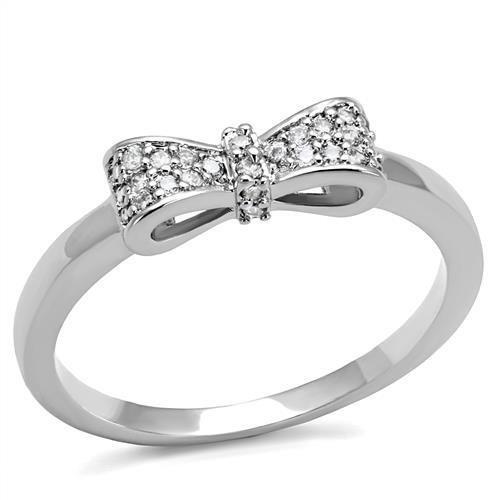 3W1235 - Rhodium Brass Ring with AAA Grade CZ  in Clear-0