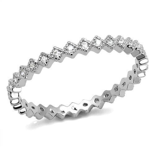 3W1238 - Rhodium Brass Ring with AAA Grade CZ  in Clear-0