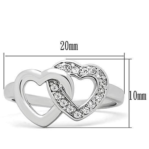 3W123 - Rhodium Brass Ring with AAA Grade CZ  in Clear-1