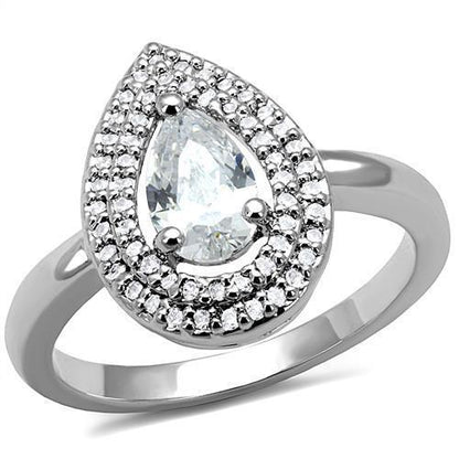 3W1242 - Rhodium Brass Ring with AAA Grade CZ  in Clear-0