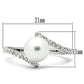 3W126 - Rhodium Brass Ring with Synthetic Pearl in White-1