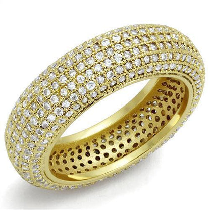 3W1272 - Gold Brass Ring with AAA Grade CZ  in Clear-0