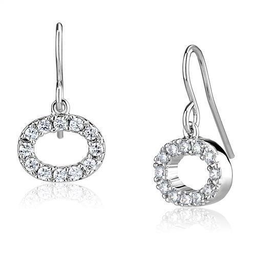 3W1278 - Rhodium Brass Earrings with AAA Grade CZ  in Clear-0