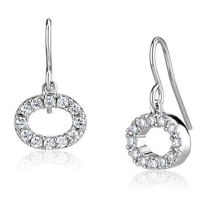 3W1278 - Rhodium Brass Earrings with AAA Grade CZ  in Clear-0