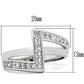 3W127 - Rhodium Brass Ring with AAA Grade CZ  in Clear-1