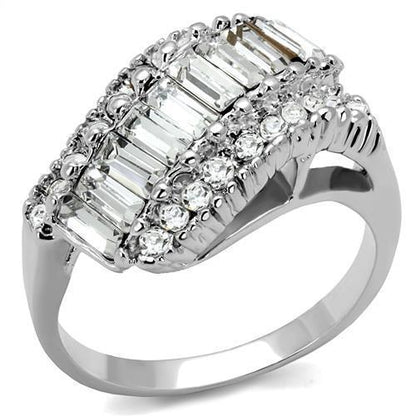 3W1306 - Rhodium Brass Ring with Top Grade Crystal  in Clear-0