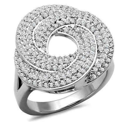 3W1319 - Rhodium Brass Ring with AAA Grade CZ  in Clear-0