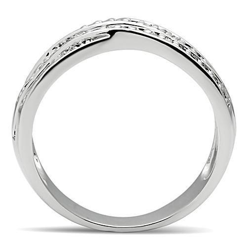 3W131 - Rhodium Brass Ring with AAA Grade CZ  in Clear-2