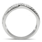 3W131 - Rhodium Brass Ring with AAA Grade CZ  in Clear-2