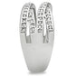 3W131 - Rhodium Brass Ring with AAA Grade CZ  in Clear-3