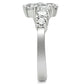 3W132 - Rhodium Brass Ring with AAA Grade CZ  in Clear-3