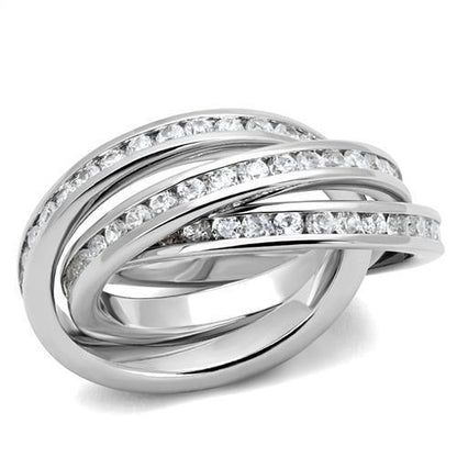 3W1331 - Rhodium Brass Ring with AAA Grade CZ  in Clear-0
