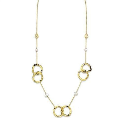 3W1335 - Gold Brass Necklace with AAA Grade CZ  in Citrine Yellow-0