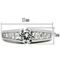 3W133 - Rhodium Brass Ring with AAA Grade CZ  in Clear-1
