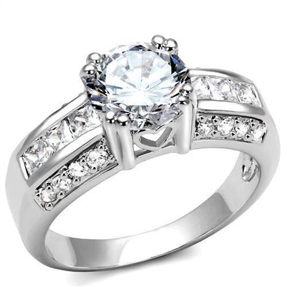 3W1344 - Rhodium Brass Ring with AAA Grade CZ  in Clear-0