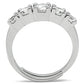 3W134 - Rhodium Brass Ring with AAA Grade CZ  in Clear-2