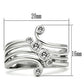 3W135 - Rhodium Brass Ring with AAA Grade CZ  in Clear-1