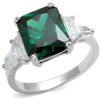 3W1363 - Rhodium Brass Ring with Synthetic Spinel in Emerald-0