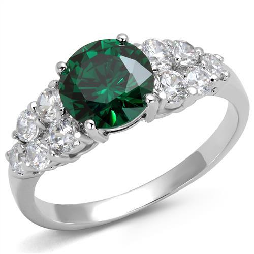3W1364 - Rhodium Brass Ring with Synthetic Spinel in Emerald-0