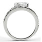 3W136 - Rhodium Brass Ring with AAA Grade CZ  in Clear-2