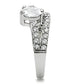 3W136 - Rhodium Brass Ring with AAA Grade CZ  in Clear-3