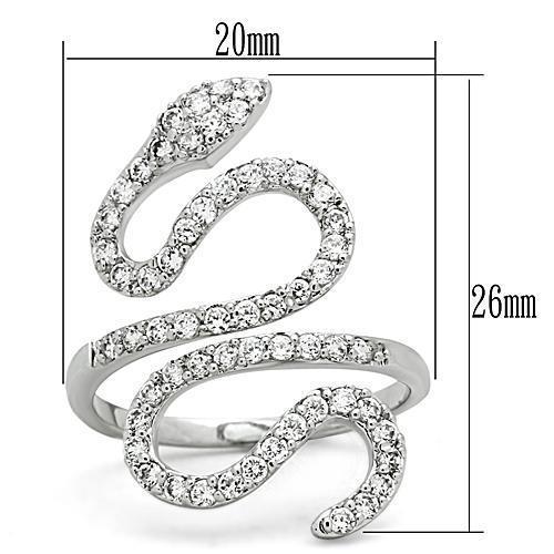 3W138 - Rhodium Brass Ring with AAA Grade CZ  in Clear-1